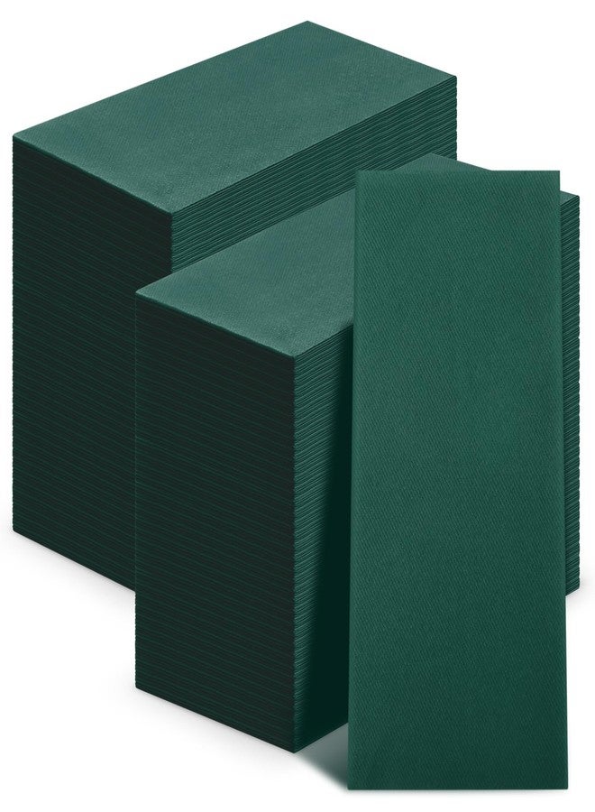 Qilery 100 Pcs Linen Feel Disposable Dinner Napkins Decorative Paper Napkin 17"x12" Paper Soft Hand Towel Absorbent Disposable Guest Towel for Thanksgiving Day Kitchen Wedding Party(Green) - Image 1